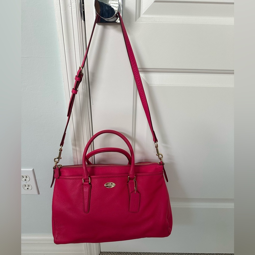 Coach - top handle/shoulder 3 pocket- Vintage - fuschia/hot pink
